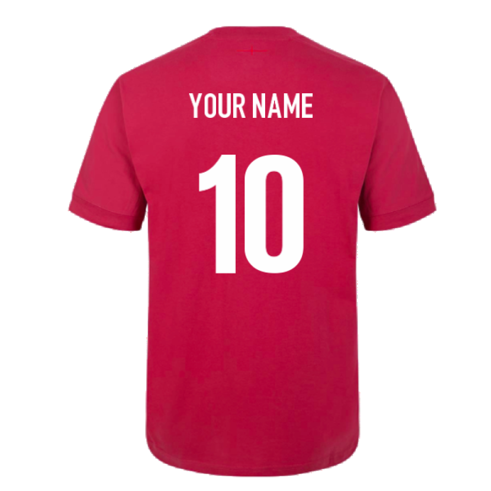 2023-2024 England Rugby Leisure T-Shirt (Earth Red) (Your Name)