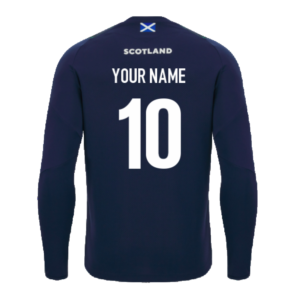 2023-2024 Scotland Rugby Long Sleeve Training Tee (Navy) (Your Name)