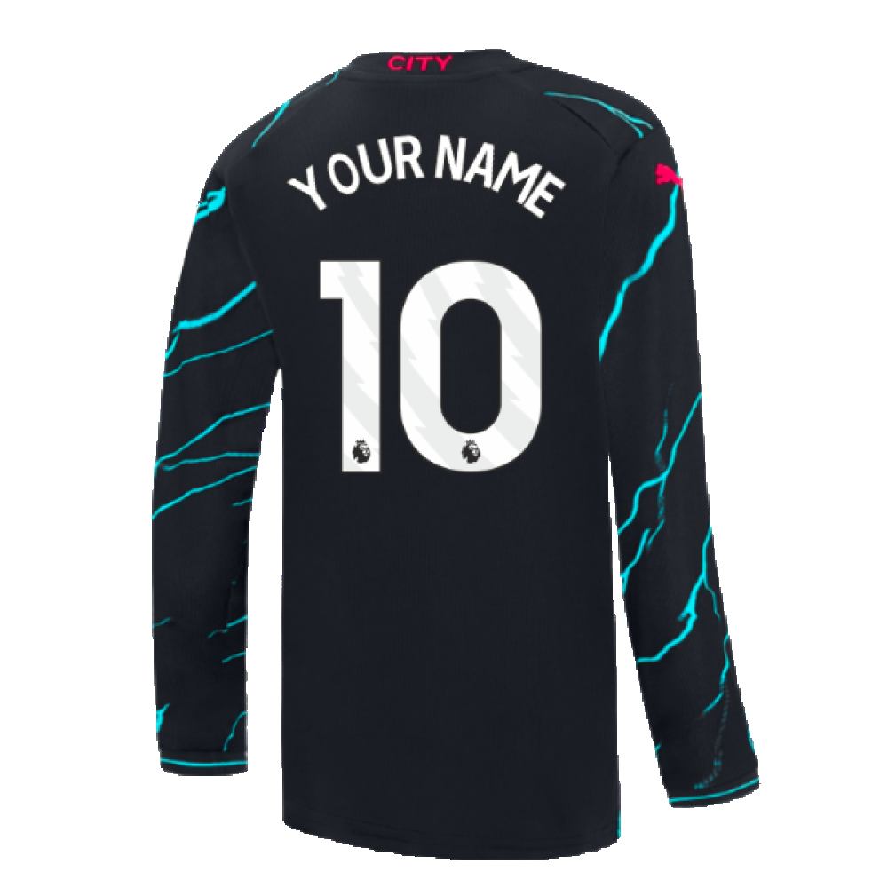 2023-2024 Man City Long Sleeve Third Shirt (Kids) (Your Name)