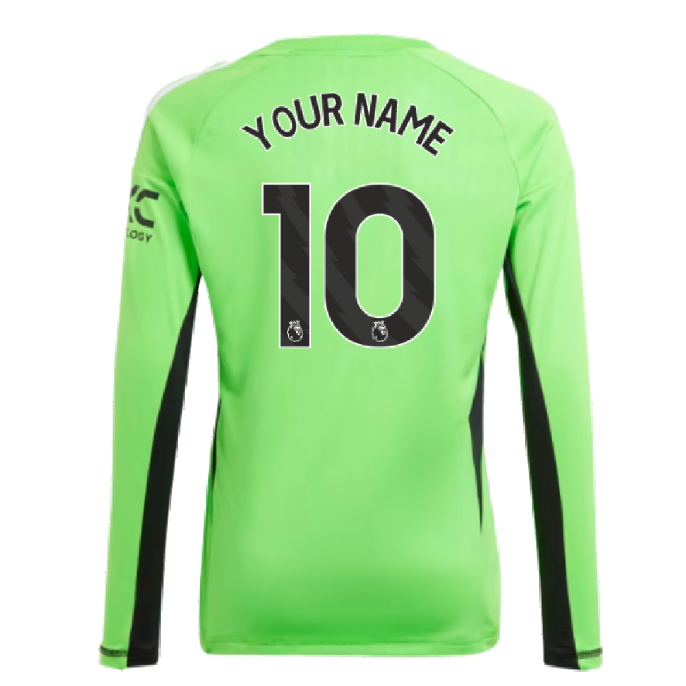 2023-2024 Man Utd Home Goalkeeper Shirt (Solar Green) - Kids (Your Name)