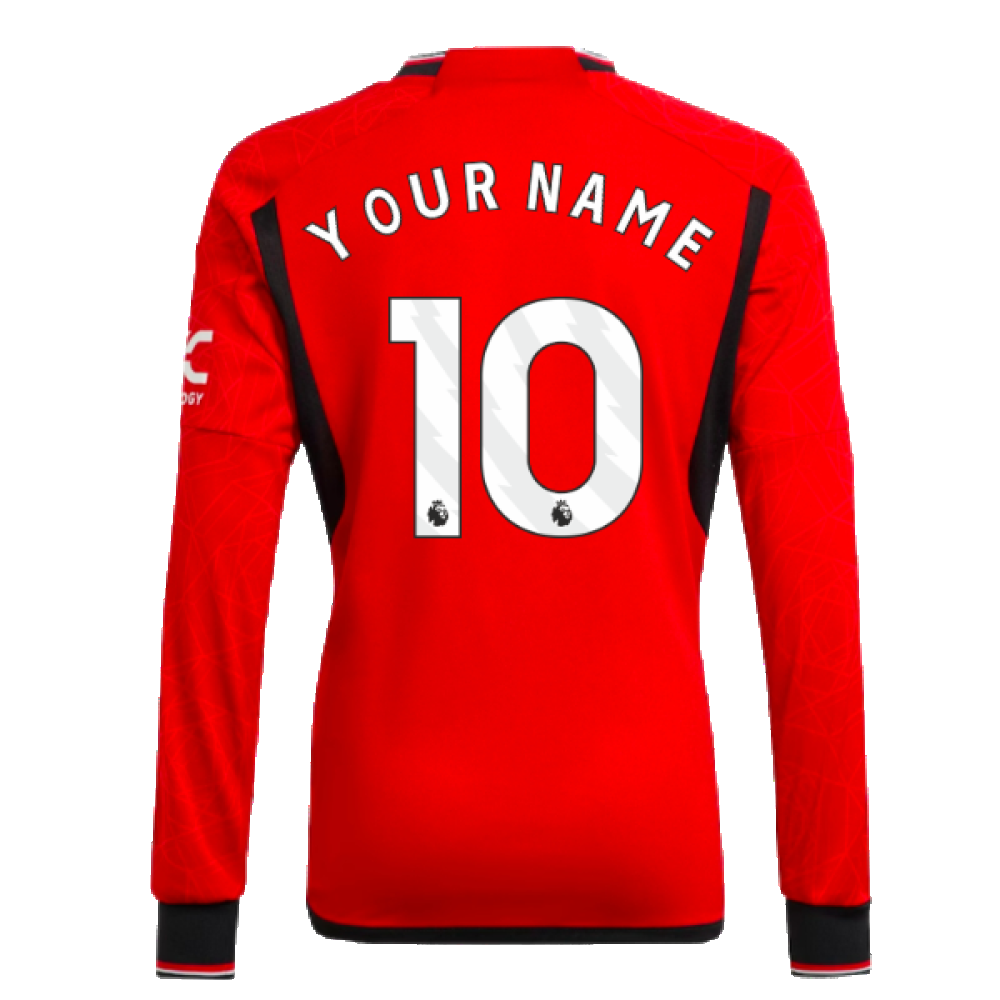 2023-2024 Man Utd Home Long Sleeve Shirt (Kids) (Your Name)