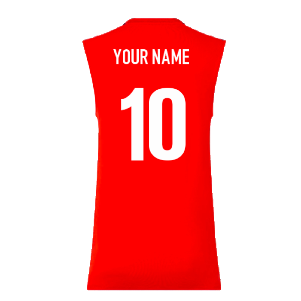 2024 England Cricket T20 Sleeveless Vest (Red) (Your Name)