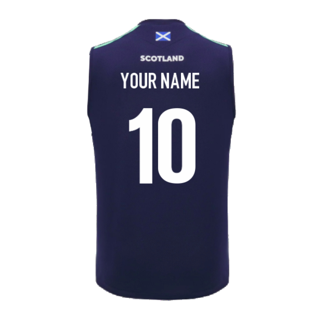 2024-2025 Scotland Rugby Training Vest (Navy) - Kids (Your Name)