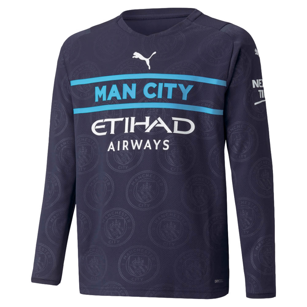 2021-2022 Man City Long Sleeve 3rd Shirt (Kids) (MAHREZ 26)