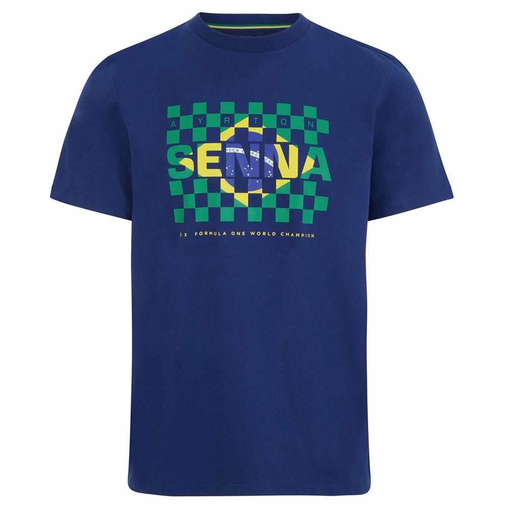 Ayrton Senna FW Mens Flag Tee (Navy) (Your Name)