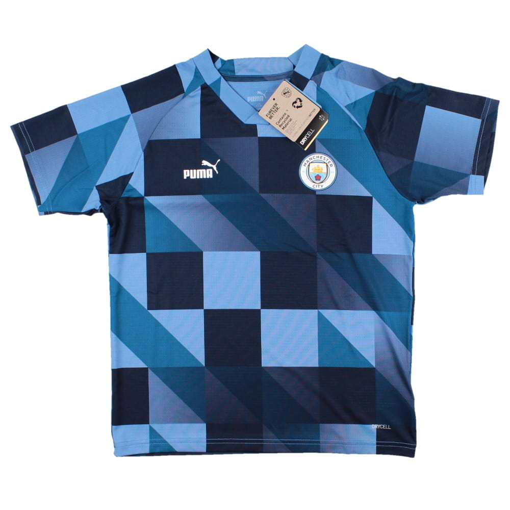 2022-2023 Man City Pre-Match Jersey (Blue) - Kids (Haaland 9)