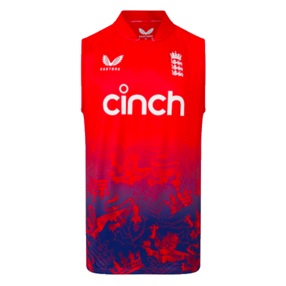 2023 England Cricket T20 Pro Sleeveless Vest (Red) (Your Name)