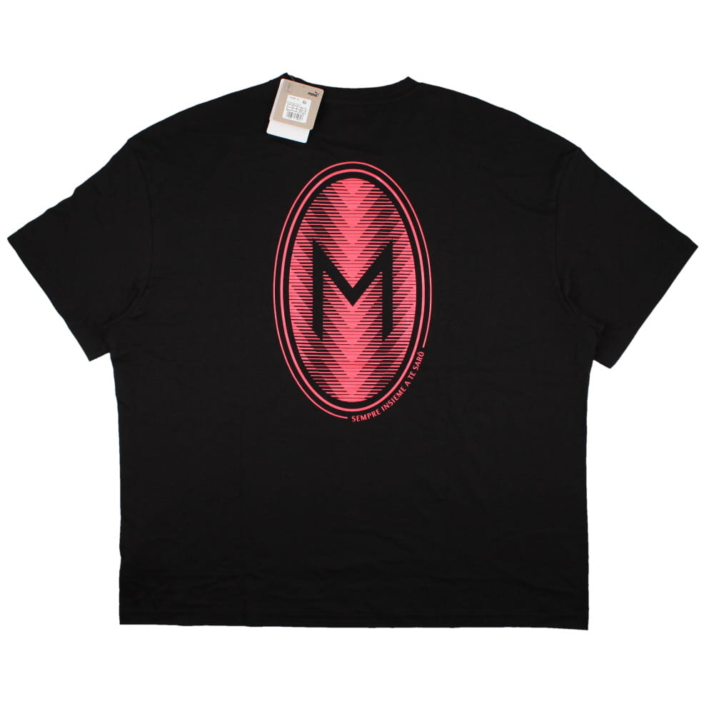 2023-2024 AC Milan FtblCulture Graphic V Neck Tee (Black)