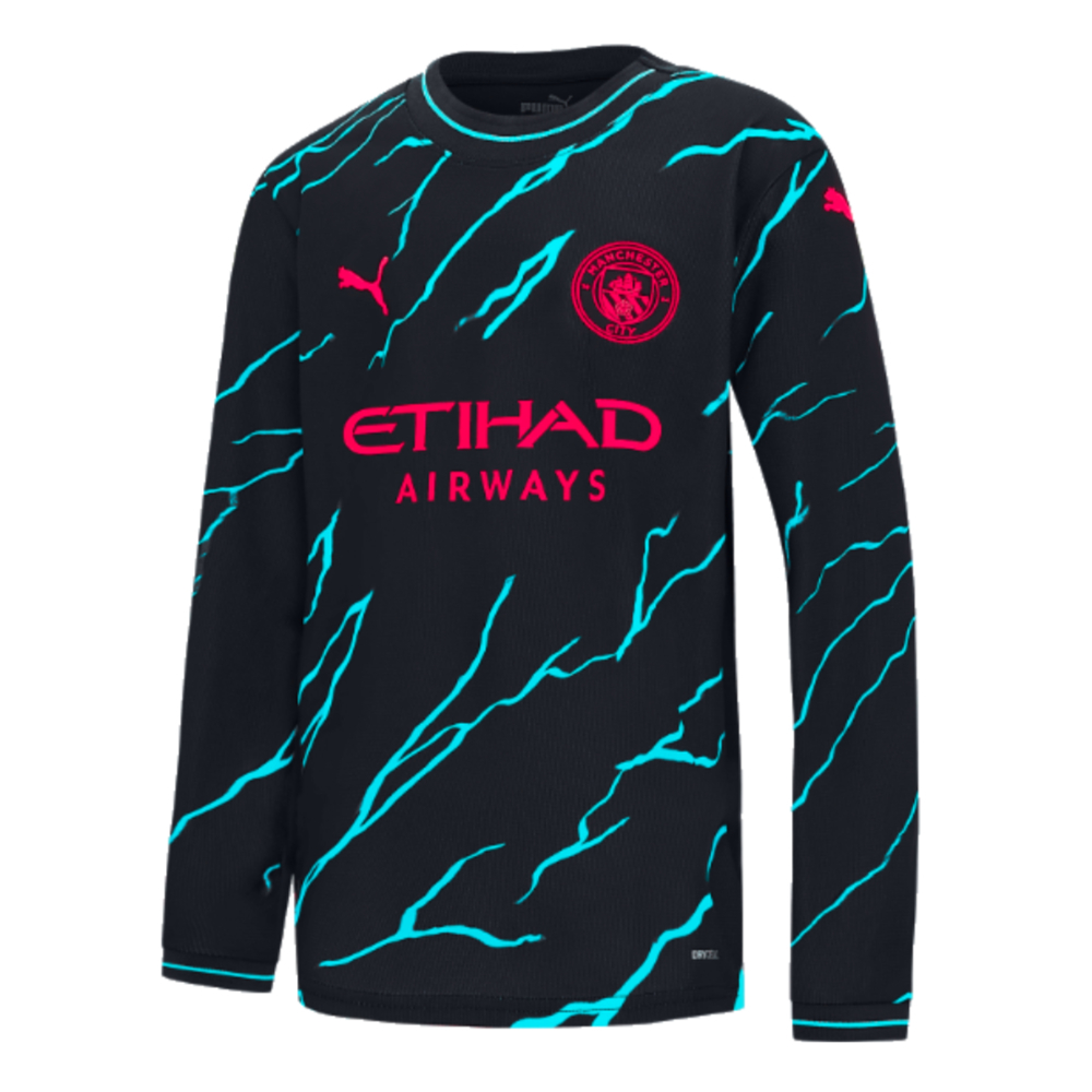 2023-2024 Man City Long Sleeve Third Shirt (Kids) (Your Name)