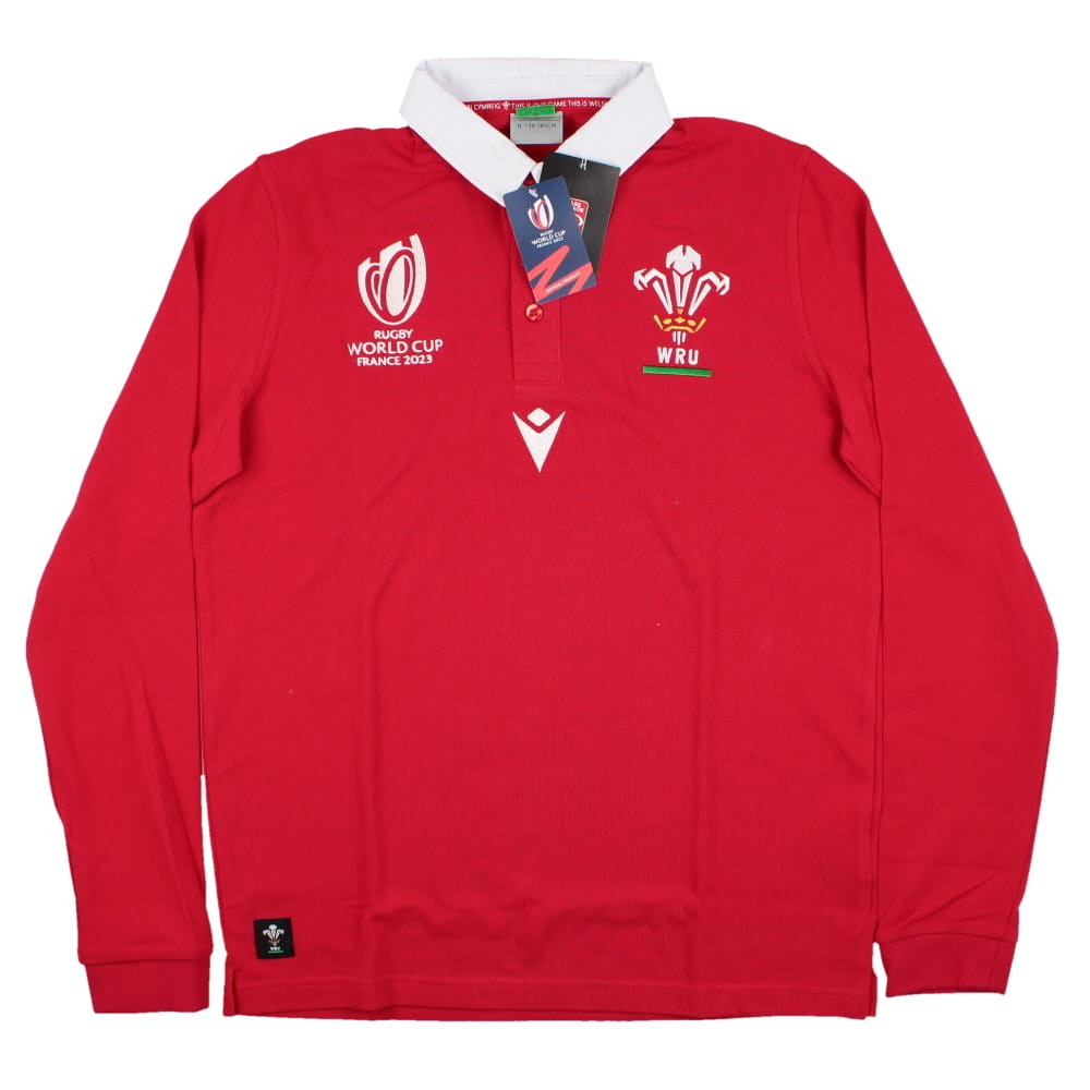 Wales RWC 2023 WRU Rugby Poly Cotton LS Rugby Jersey (Your Name)