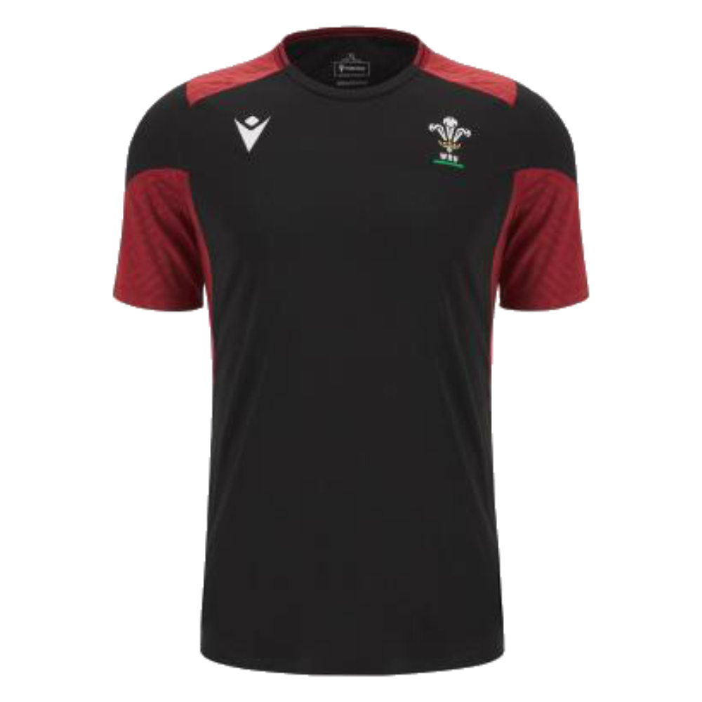 2023-2024 Wales Rugby WRU Training Gym Shirt (Black) (Your Name)