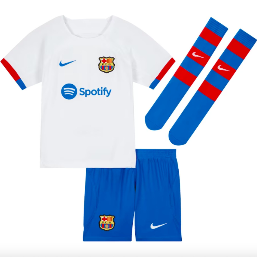 2023-2024 Barcelona Away Little Boys Mini Kit (S Roberto 20)