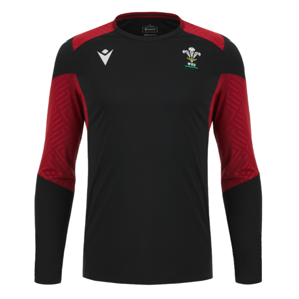 2023-2024 Wales Rugby LS Training Shirt (Black) (Your Name)