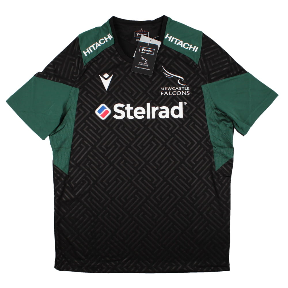 2023-2024 Newcastle Falcons Light Training T-Shirt (Black) (Your Name)