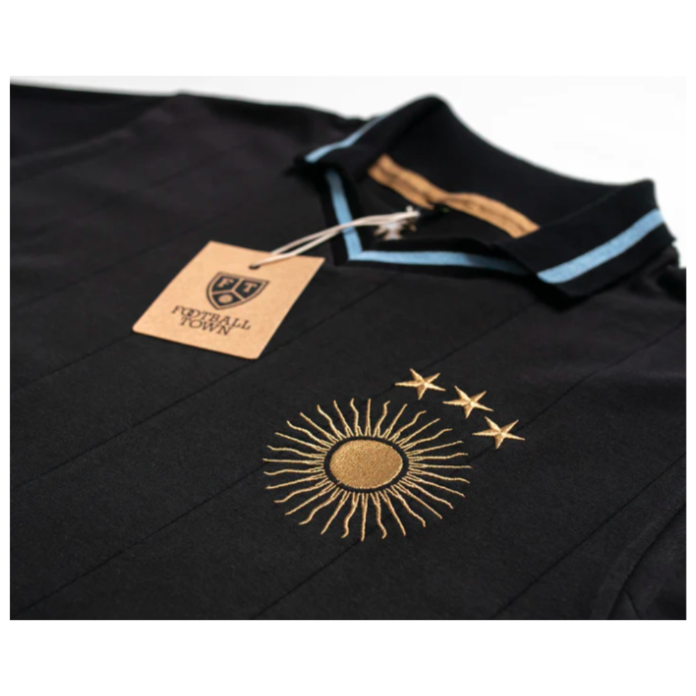 Argentina Messi Polo Shirt Sol GOAT Captain Black