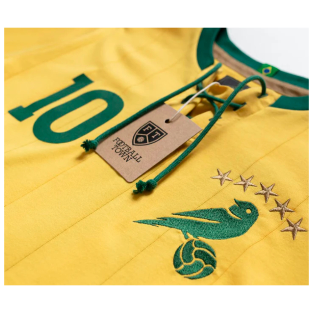 Brazil Retro Home Shirt With Laces Canarinha