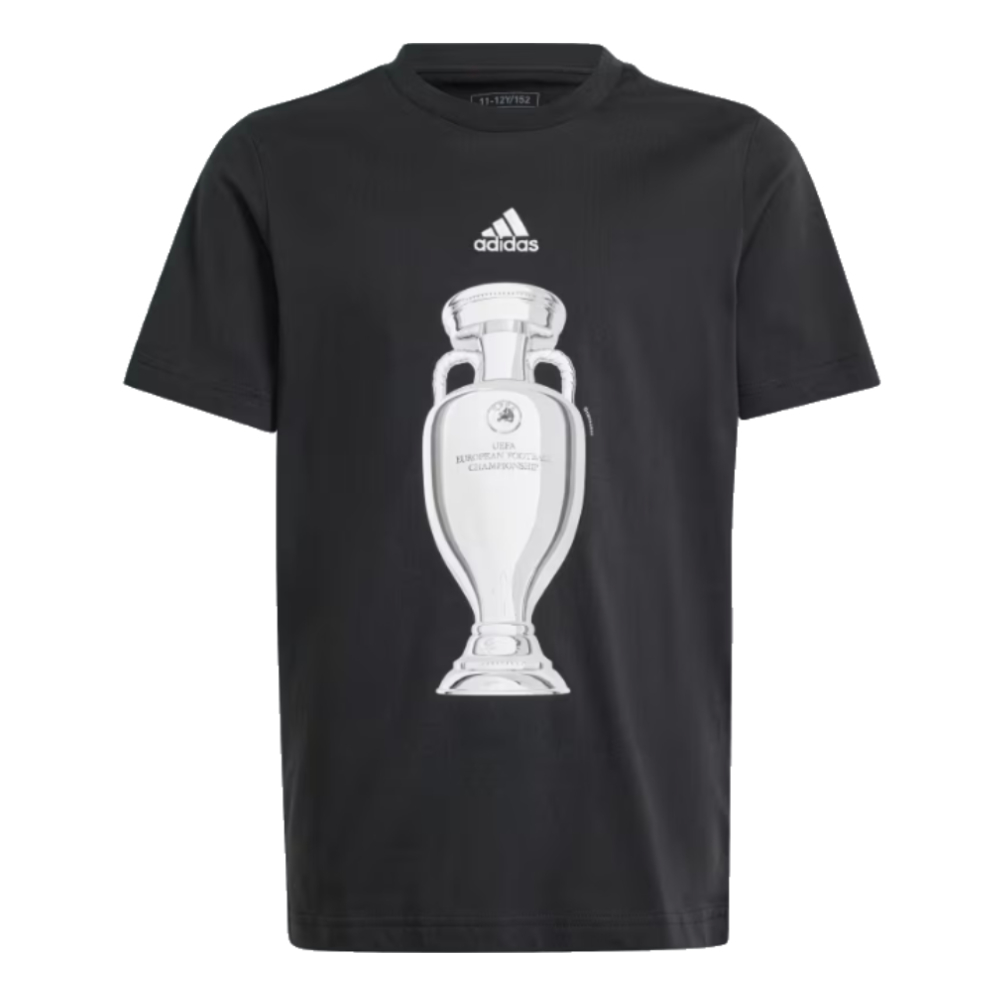 adidas Euro 2024 Official Emblem Trophy T-Shirt (Black) - Kids (Your Name)