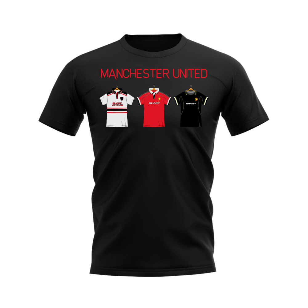 Manchester United 1998-1999 Retro Shirt T-shirt - Text (Black) (Beckham 7)