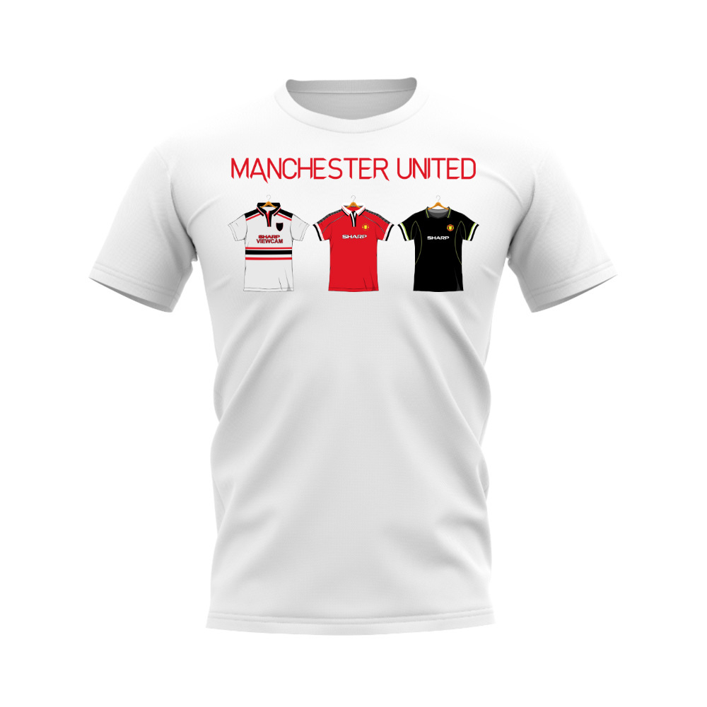 Manchester United 1998-1999 Retro Shirt T-shirt - Text (White) (Best 7)