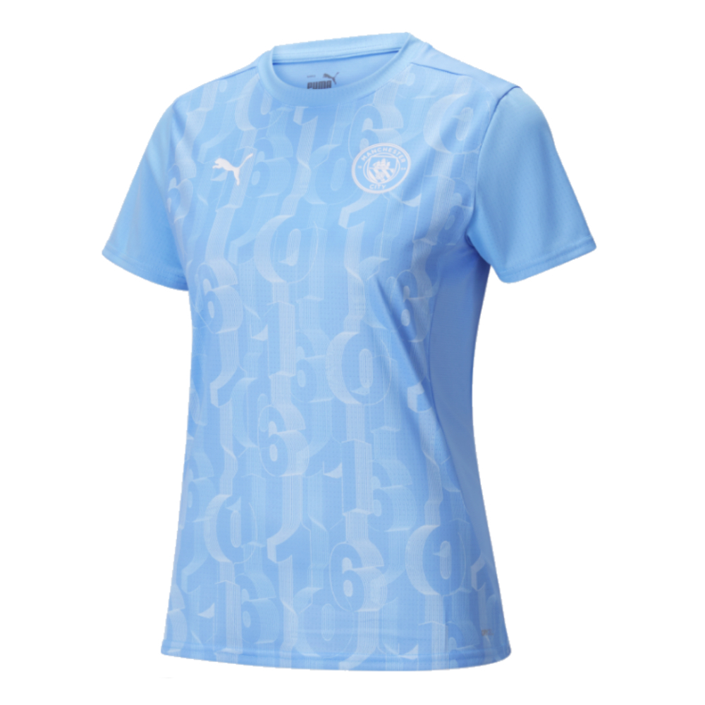 2024-2025 Man City Prematch SS Shirt (Light Blue) - Womens (Kun Aguero 10)