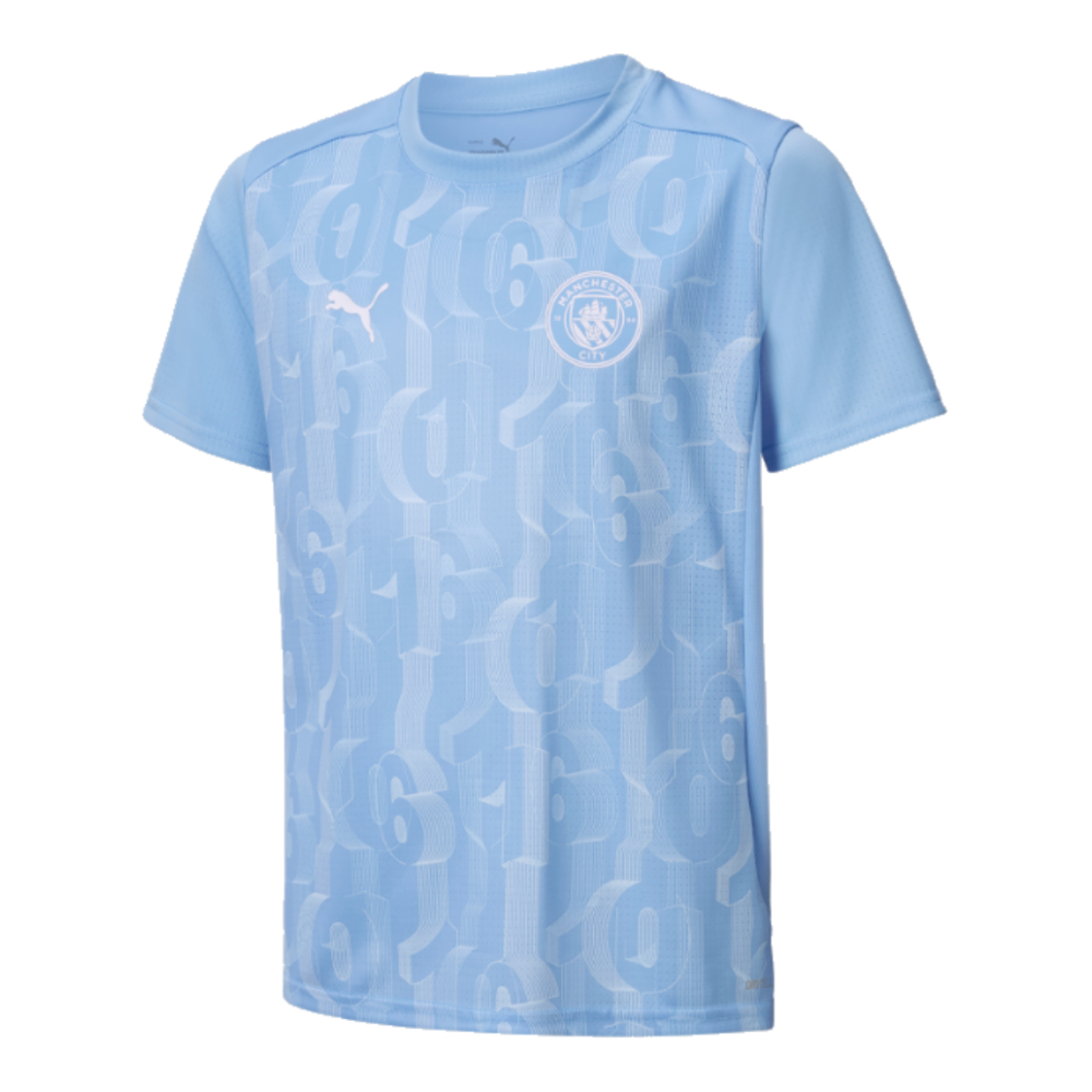 2024-2025 Man City Prematch SS Shirt (Light Blue) - Kids (Greenwood 5)