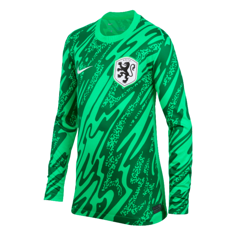 2024-2025 Netherlands Home Goalkeeper Shirt (Green) - Kids (Your Name)