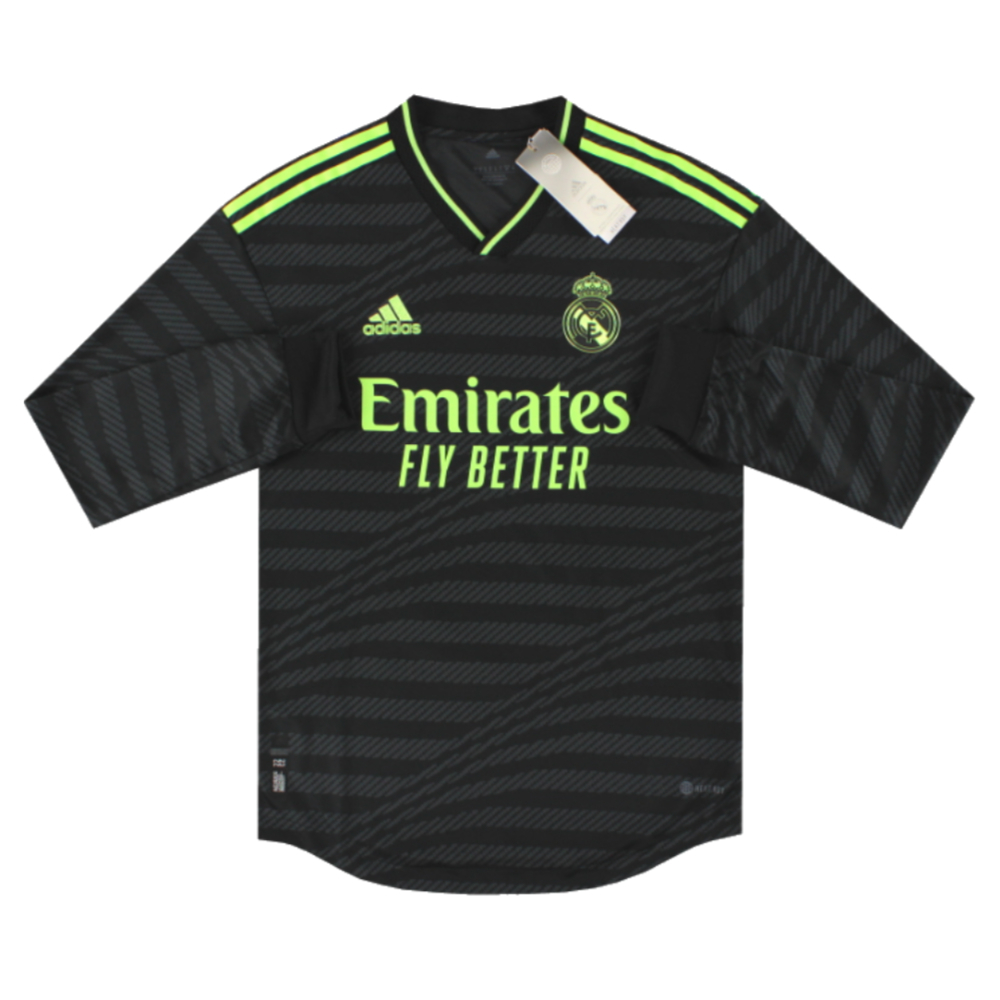 2022-2023 Real Madrid Authentic Long Sleeve Third Shirt (TCHOUAMENI 18)