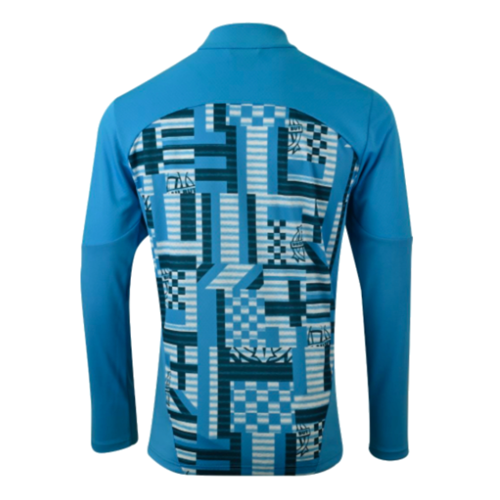 2024-2025 Marseille Prematch 1/4 Zip Top (Bleu Azur)