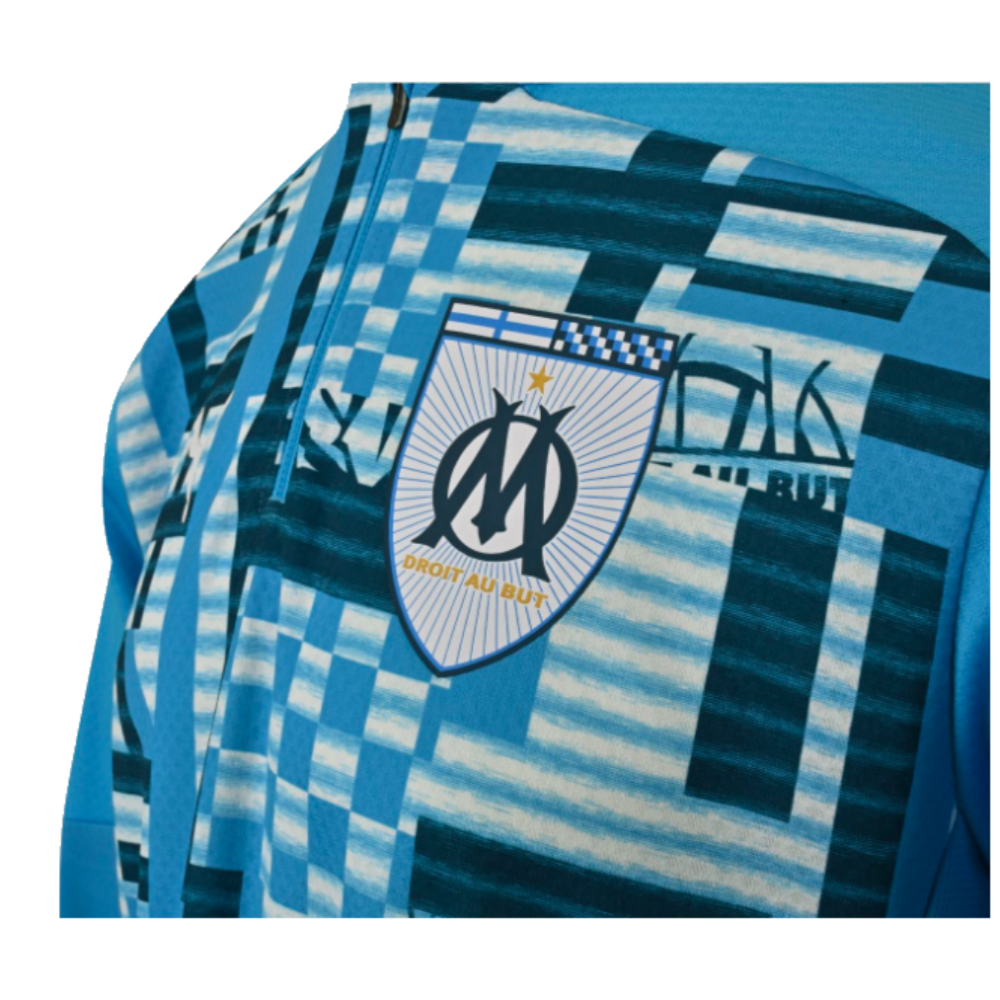 2024-2025 Marseille Prematch 1/4 Zip Top (Bleu Azur)