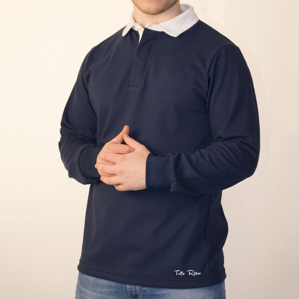 TOFFS Classic Retro Navy Long Sleeve Rugby Stlye Shirt