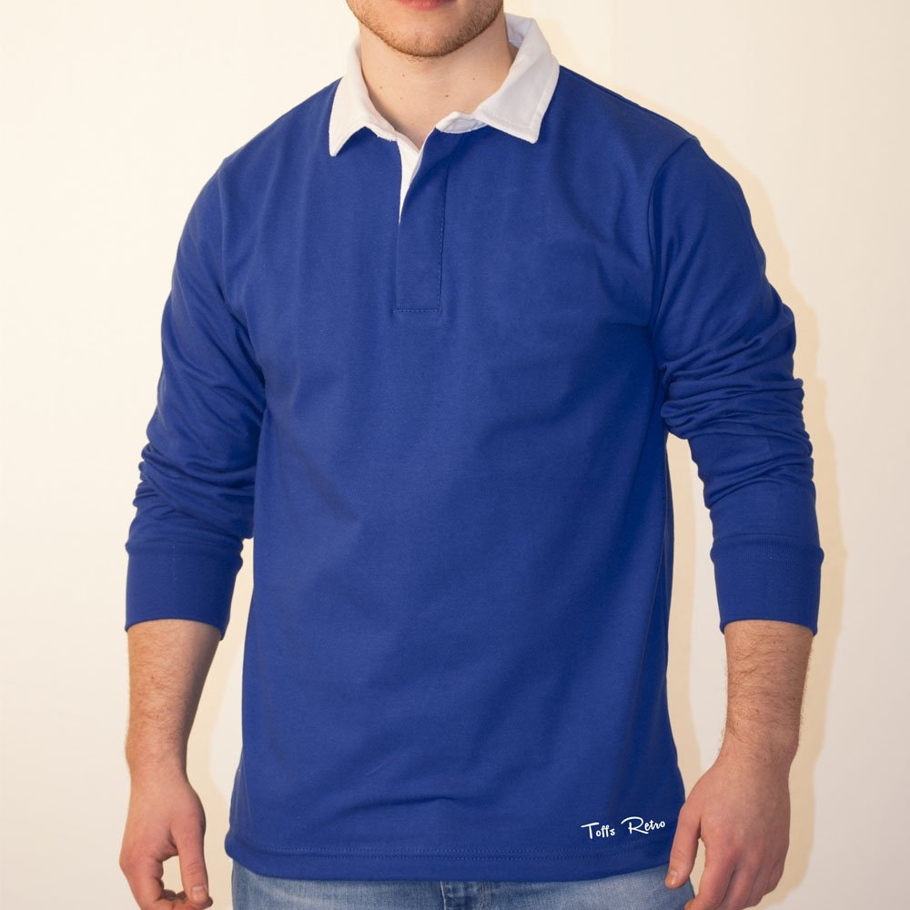 TOFFS Classic Retro Royal Blue Long Sleeve Rugby Syle Shirt