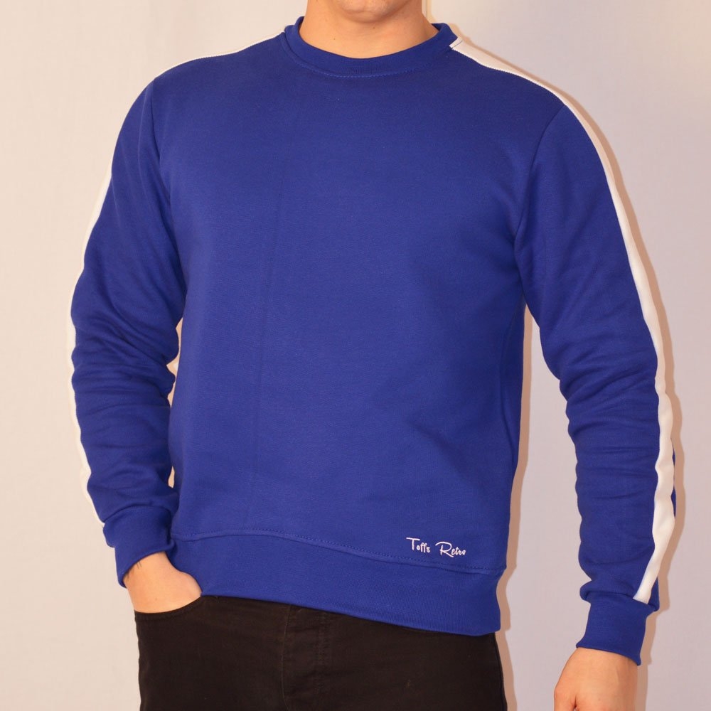 Toffs Retro Royal Sweatshirt - White Sleeve Panels