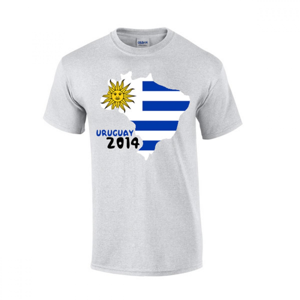 Uruguay 2014 Country Flag T-shirt (grey)