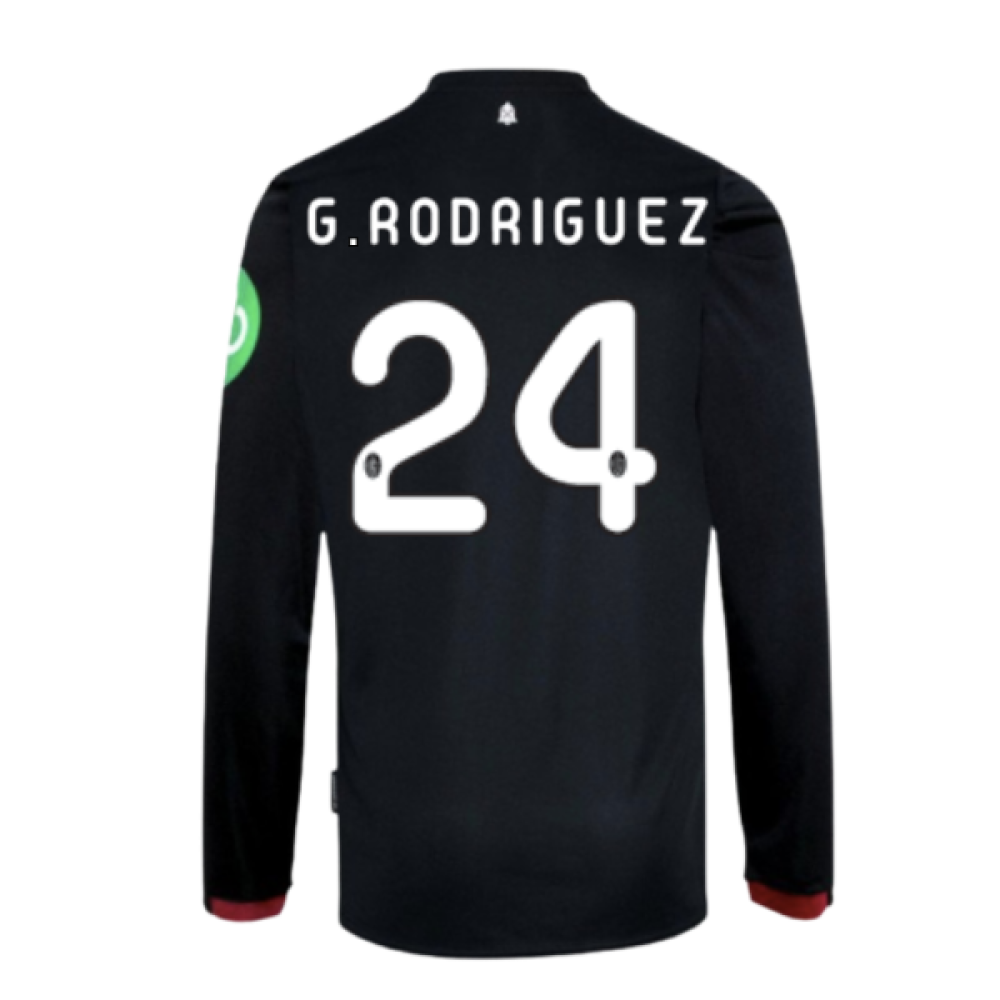 2024-2025 West Ham Long Sleeve Away Shirt (Kids) (G.Rodriguez 24)
