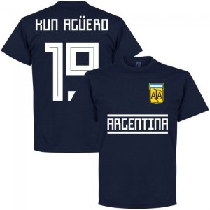 Argentina Kun Aguero 19 Team T-Shirt - Navy Argentina Kun Aguero 19 Team T-Shirt - Navy
