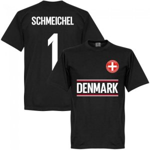 Denmark Schmeichel 1 Team T-Shirt - Black