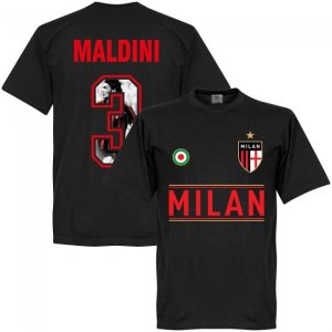 AC Milan Maldini 3 Gallery Team T-Shirt - Black