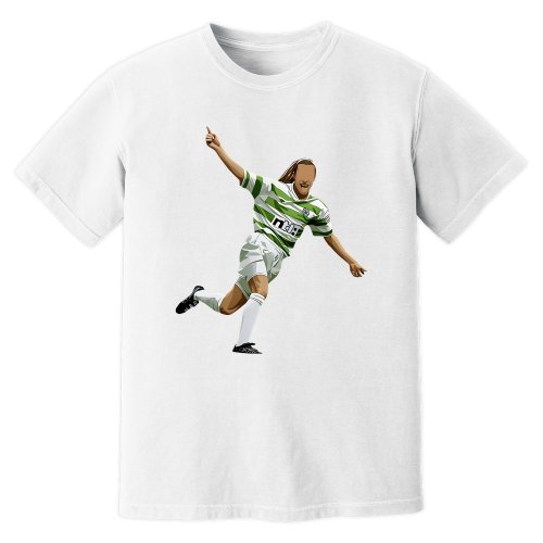 Henrik Larsson Celtic Retro T-Shirt (White)