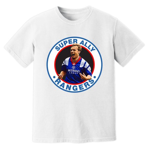 Ally McCoist Super Ally Rangers Retro T-Shirt (White)
