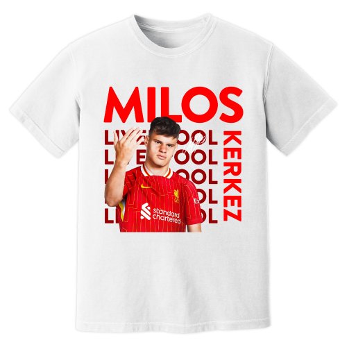 Milos Kerkez Liverpool New Signing T-Shirt (White)