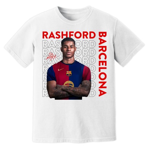 Marcus Rashford Barcelona New Signing T-Shirt (White)