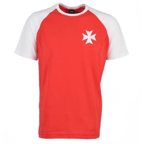 Malta Raglan Sleeve Red/White Retro T-Shirt