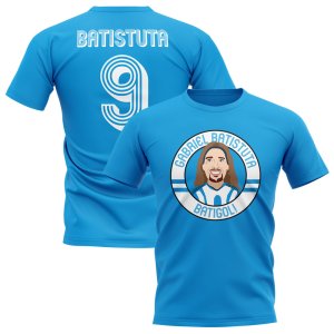 Gabriel Batistuta Argentina Illustration T-Shirt (Sky)