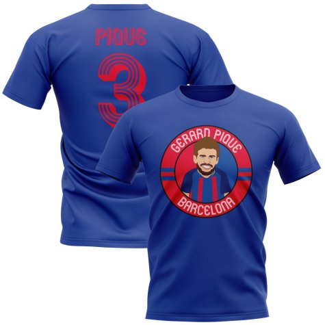 Gerard Pique Barcelona Illustration T-Shirt (Blue)