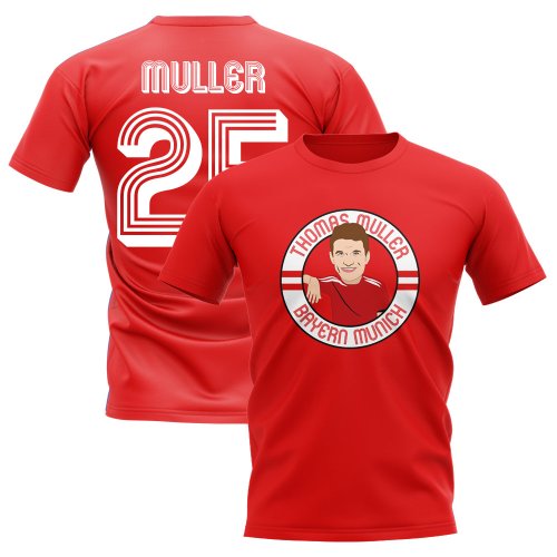 Thomas Muller Bayern Munich Illustration T-Shirt (Red)