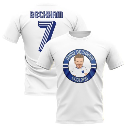 David Beckham England Illustration T-Shirt (White)