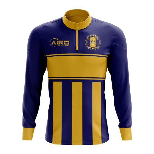 Barbados Concept Football Half Zip Midlayer Top (Blue-Yellow)