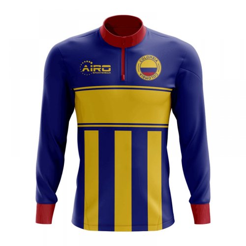 Colombia Concept Football Half Zip Midlayer Top (Blue-Yellow)