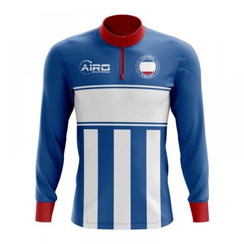 Crimea Concept Football Half Zip Midlayer Top (Blue-White)