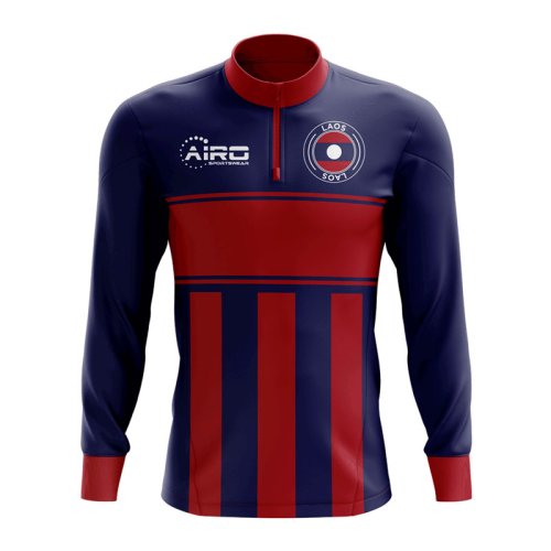 Laos Concept Football Half Zip Midlayer Top (Blue-Red)